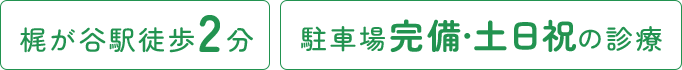 梶が谷駅徒歩2分/駐車場完備 土日祝の診療