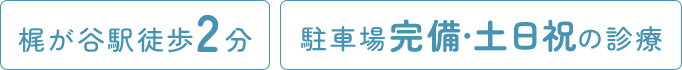 梶が谷駅徒歩2分/駐車場完備 土日祝の診療